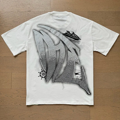 Fashion Brand MIXED EMOTION T-shirts Men Women Couple Streetwear Angel Print Summer Top Tee Round Neck Short Sleeve