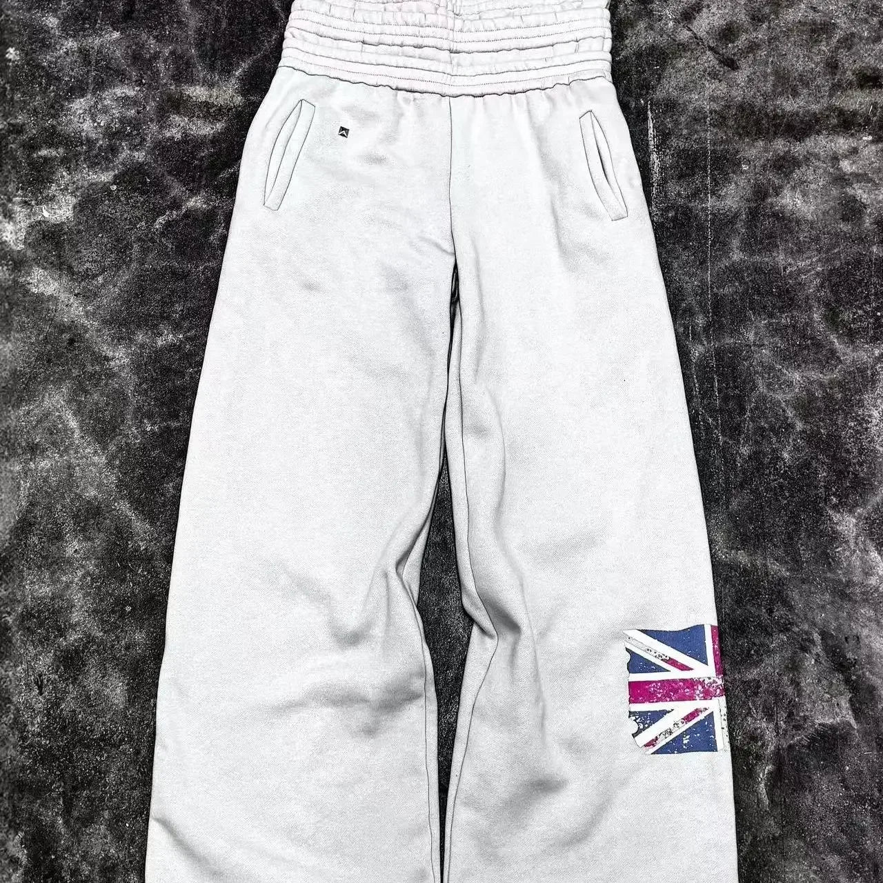 Trendy National Flag Printed Double-Headed Sweatpants For Men And Women Wasteland Style High Waist Wide-Leg Casual Trousers