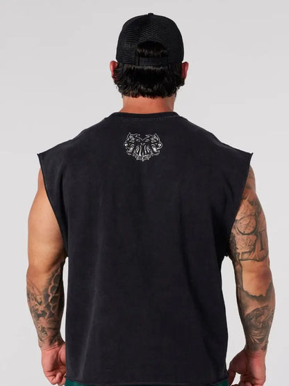 Chaozhou brand hot sales high street American retro washable old vest boys summer ins Chaozhou brand sports pure cotton sleevele