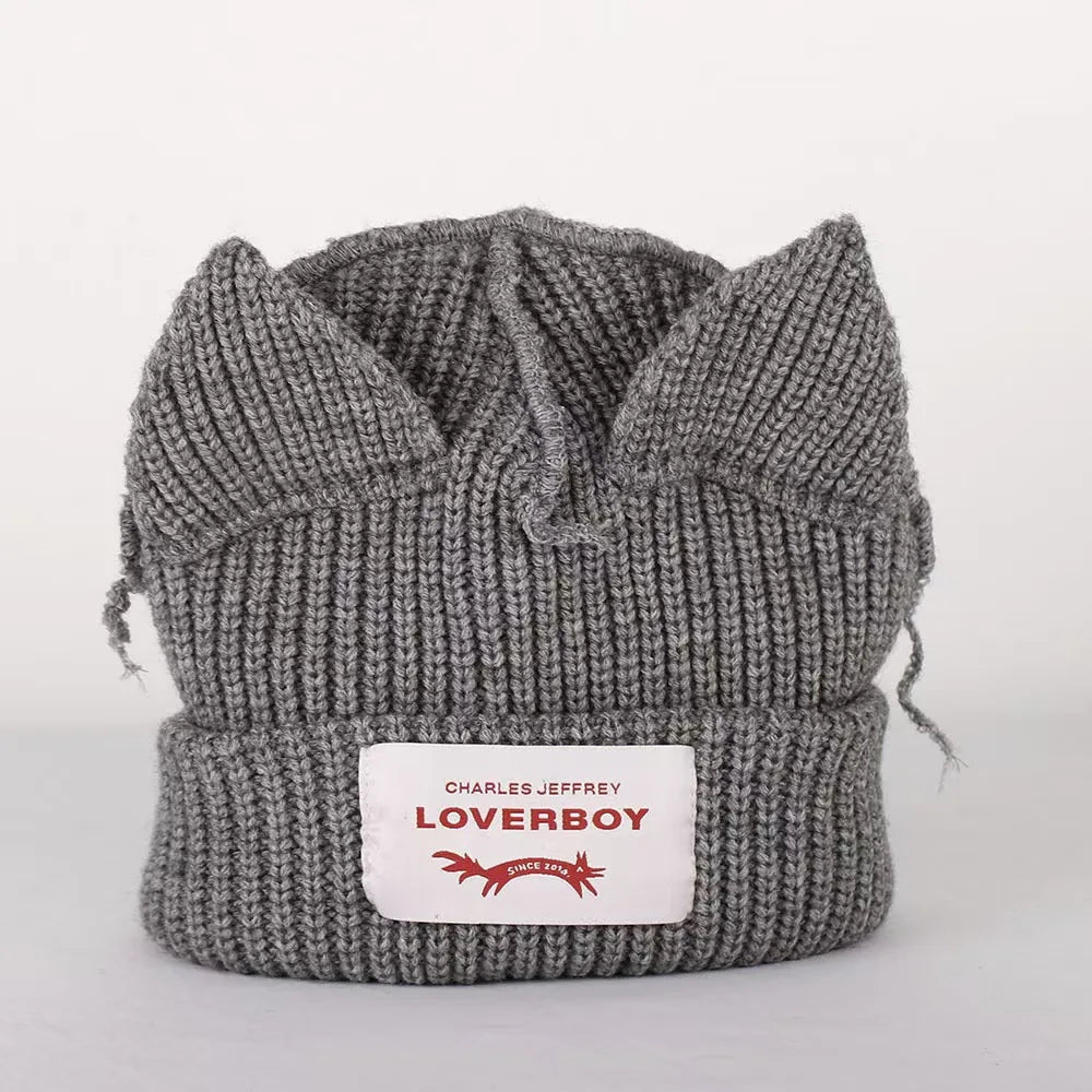 Winter Skullies Hat Unisex Cat Ear Hat Warm Crochet Knitted Hat Costume Beanie Hat Women Christmas Gift Hip-hop Cap Cold Hat