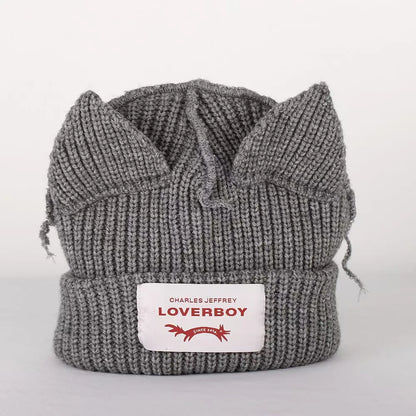 Winter Skullies Hat Unisex Cat Ear Hat Warm Crochet Knitted Hat Costume Beanie Hat Women Christmas Gift Hip-hop Cap Cold Hat