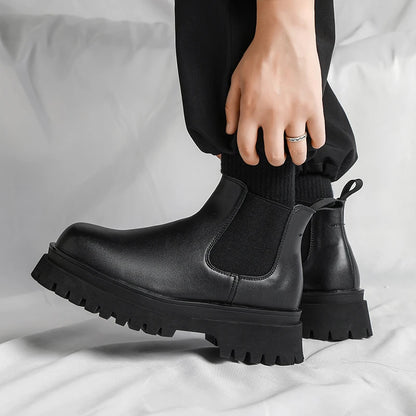 Men's Versatile Casual British Style Heightening Chelsea Boots, Paired with Trendy and Simple Ankle Boots for Outerwear.