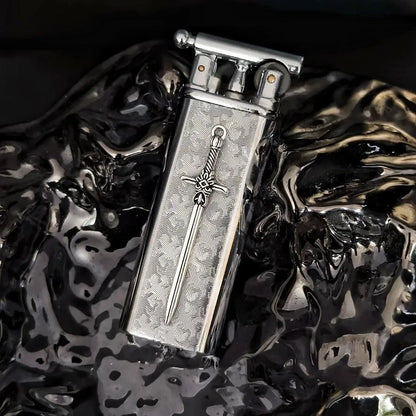 New high-end handmade retro cross outdoor lighter with metal grinding wheel and open flame portable lighter smoking gift