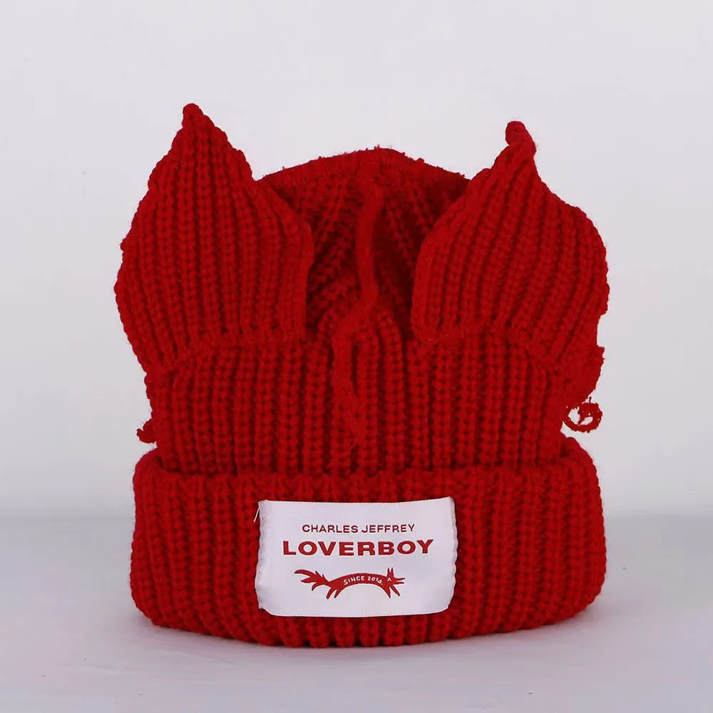 Winter Skullies Hat Unisex Cat Ear Hat Warm Crochet Knitted Hat Costume Beanie Hat Women Christmas Gift Hip-hop Cap Cold Hat