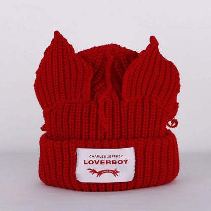 Winter Skullies Hat Unisex Cat Ear Hat Warm Crochet Knitted Hat Costume Beanie Hat Women Christmas Gift Hip-hop Cap Cold Hat