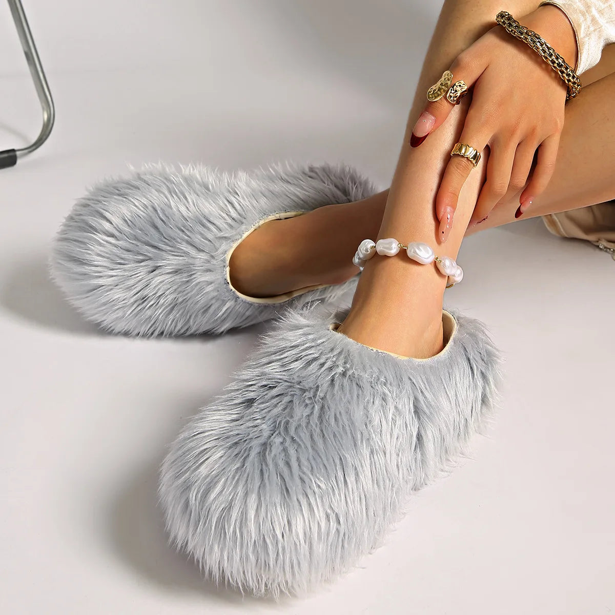 New Fur Slippers Imitation Fur Mueller Shoes Famous Height thick Soled Slippers