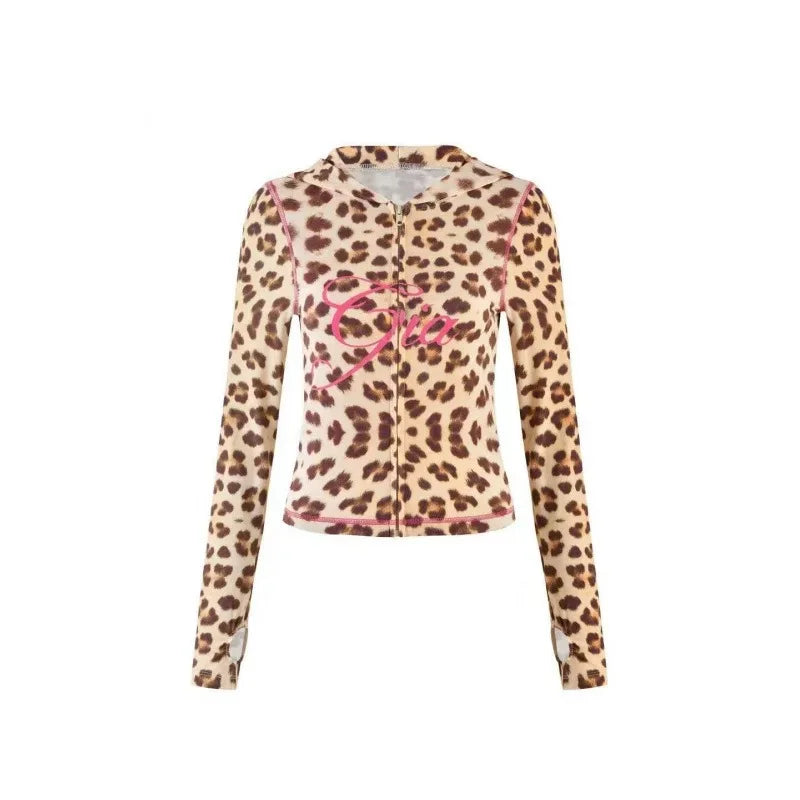 Gia zip-up cap long sleeve high spring top & low waist micro flared pants