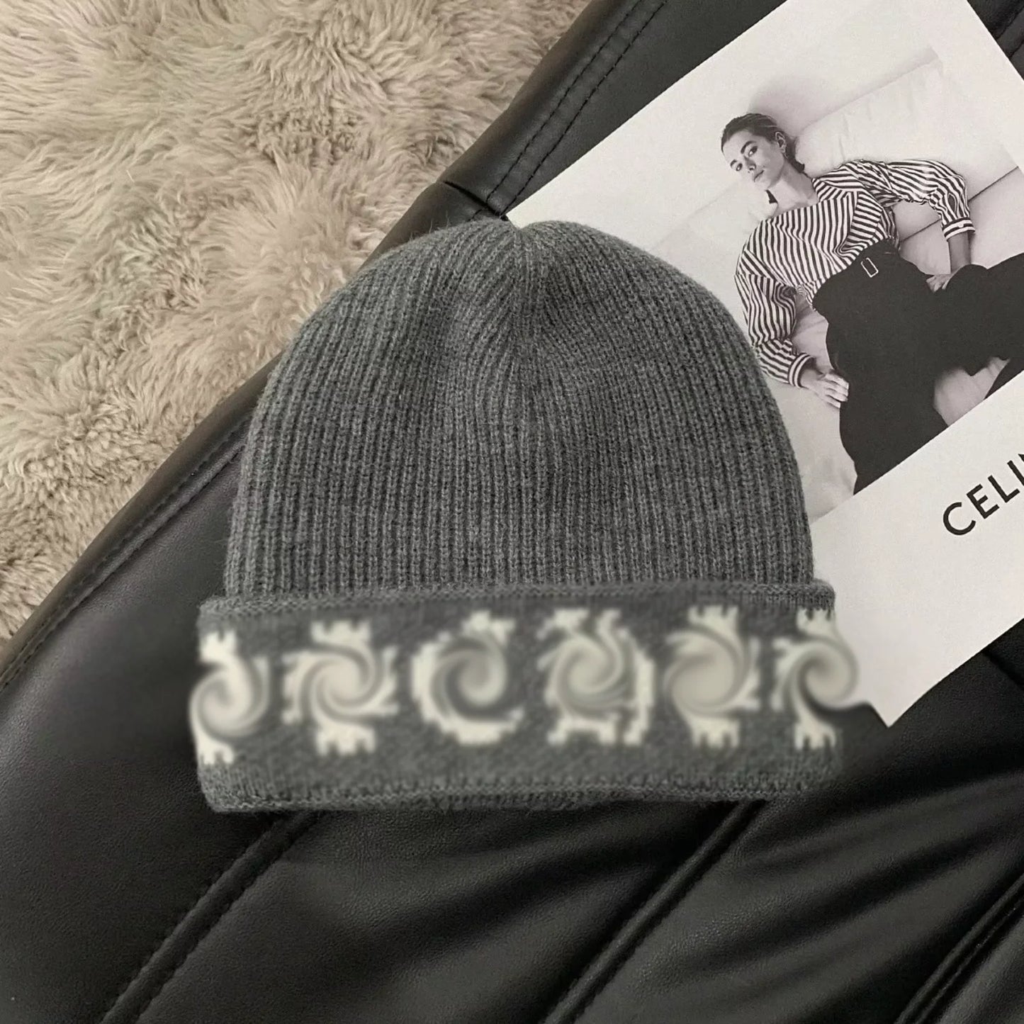 Unisex Fashion Streetwear Headwear,  Black Knitted Beanie Hat, Gothic Cross Pattern Warm Winter Cap,Soft Elastic Knit Hat 1PC