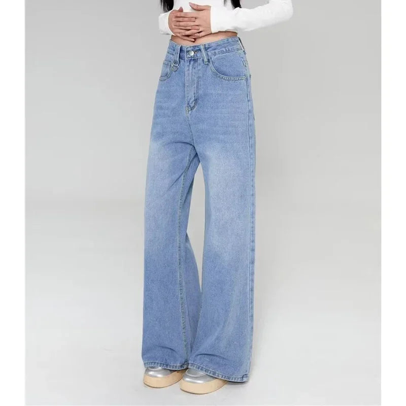 Summer Men Baggy Jeans Unisex Vintage American Style Straight Wide Leg Denim Pants Fashion Brand Hot Sale Casual Trousers