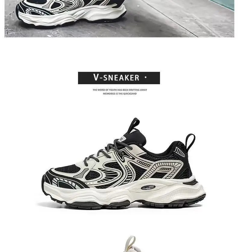 Men's 2026 Spring New Breathable Mesh Sneakers Korean Y2K Trendy Versatile Thick Sole Sports Casual Dad Shoes
