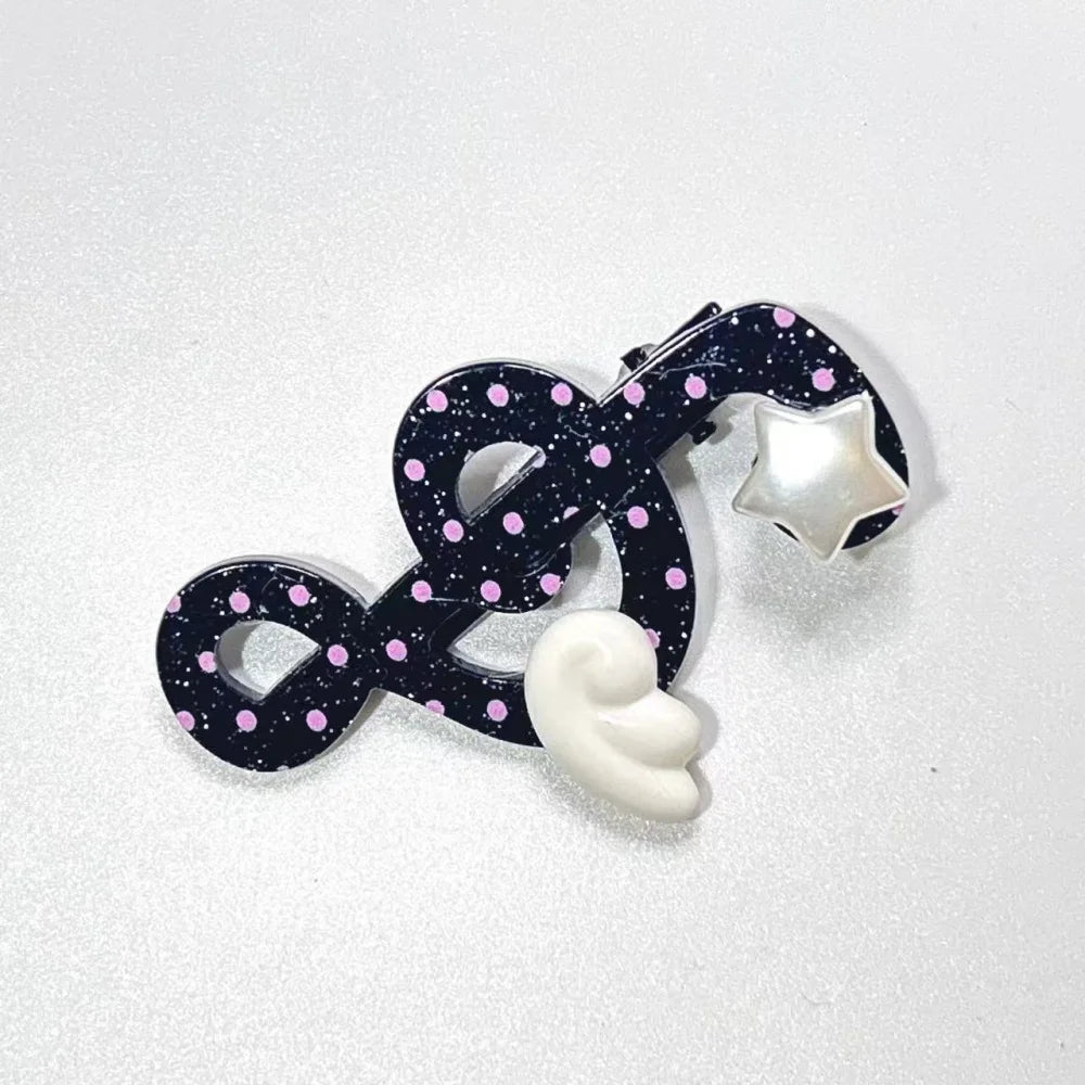 Kawaii trendy hair clips Musical Symbol Resin wings hair jewelry accessories y2k Unique Striped Star girls headband