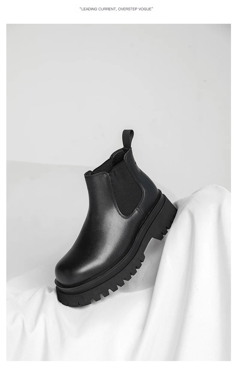 Men's Versatile Casual British Style Heightening Chelsea Boots, Paired with Trendy and Simple Ankle Boots for Outerwear.