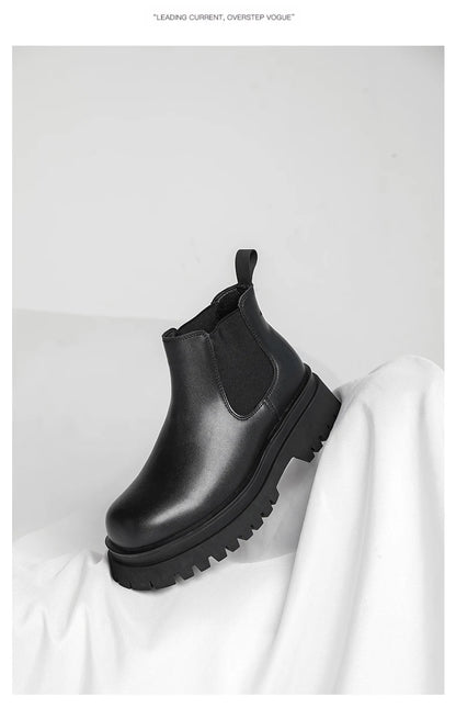 Men's Versatile Casual British Style Heightening Chelsea Boots, Paired with Trendy and Simple Ankle Boots for Outerwear.