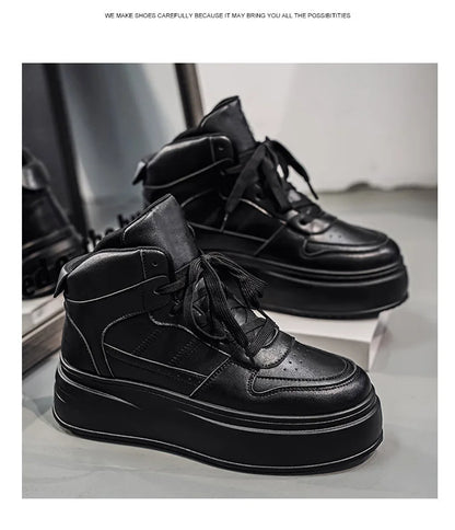 New 2025 Men's Thick Bottom Sneakers Spring Autumn Style Breathable Anti-Slip Heightening Casual Sports Platform Shoes