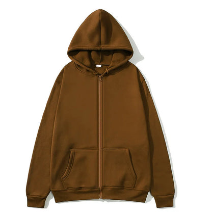 Men/Women zipper cardigan Hoodies pure color Casual Jacket Coats Fleece spring Autumn Sweatshirts Sports Streetwear men tops