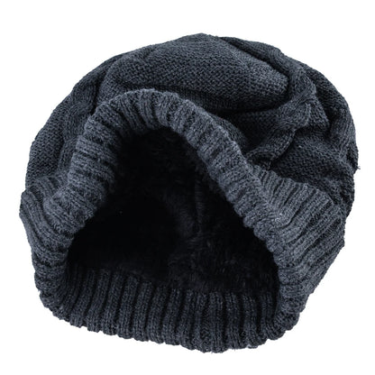 Winter Beanies Men Knitted Skull Pattern Solid Color Hat With Metal Skulls Skullies Beanies Men's Knit Thick Hats Add Velvet
