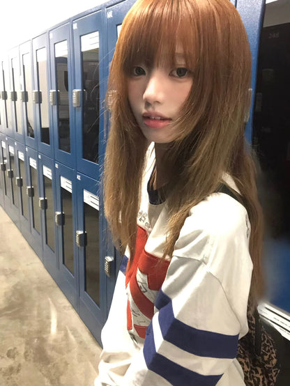 Karrram Japanese Y2k Number Print T-shirt 2000s Aesthetics Long Sleeve Jersey Tops Vintage Harajuku Streetwear American Retro