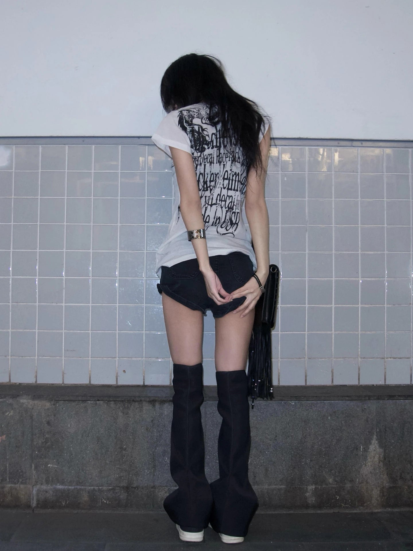 Karrram Japanese Y2k Letter Print T-shirt Trashy 2000s Style Tattoo T Shirt Vintage Harajuku Short Sleeve Sheer Tops Grunge Goth