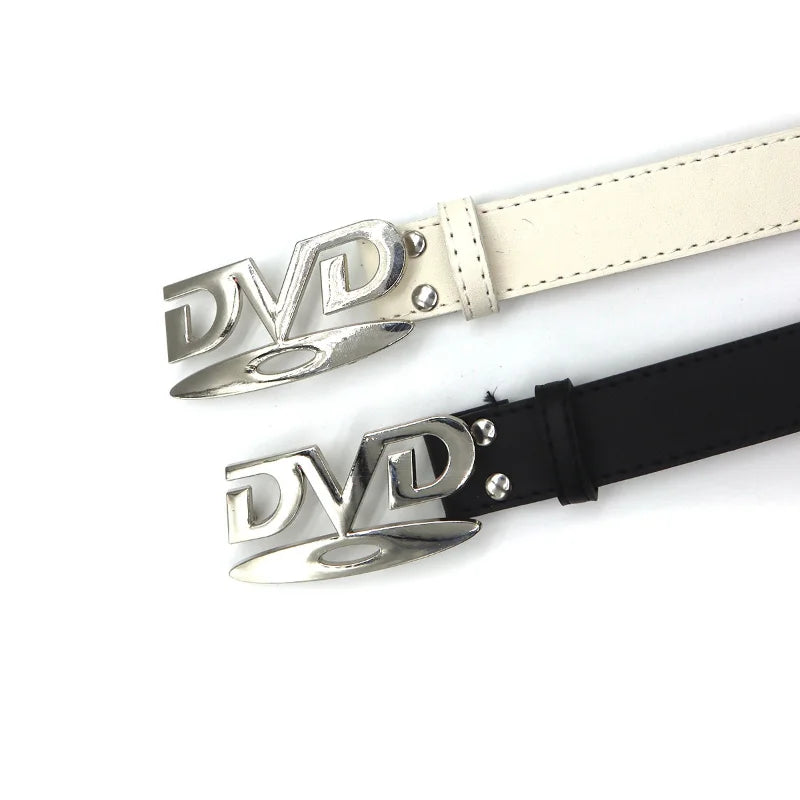 Fashion Y2K Women's Belt Retro DVD Buckle Design Niche Influencer Denim Belt Hip-Hop Nightclub Party Belt for Women