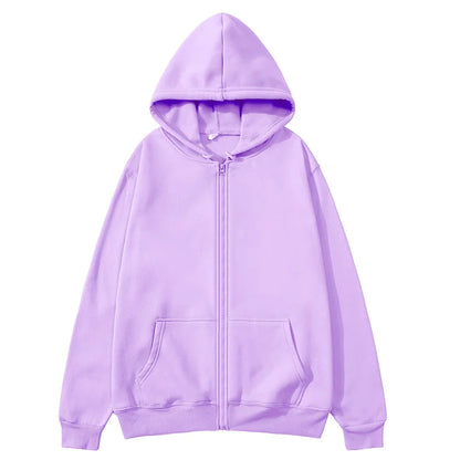 Men/Women zipper cardigan Hoodies pure color Casual Jacket Coats Fleece spring Autumn Sweatshirts Sports Streetwear men tops