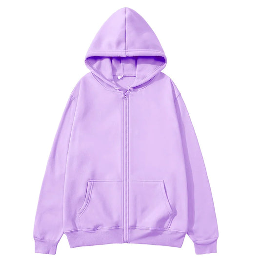 Men/Women zipper cardigan Hoodies pure color Casual Jacket Coats Fleece spring Autumn Sweatshirts Sports Streetwear men tops