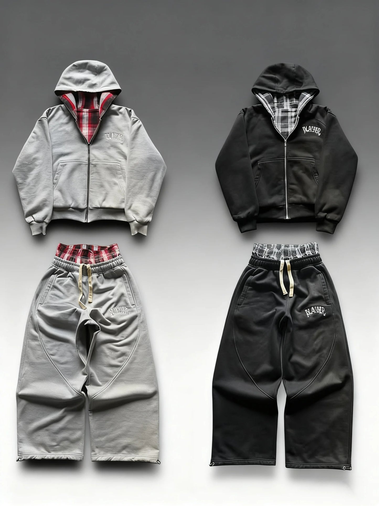 Print Wide Leg Pants Women Grey Streetwear Baggy Drawstring Sweatpants 2026