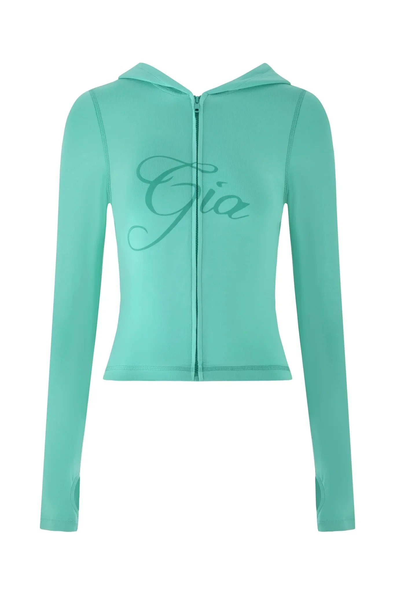 Gia zip-up cap long sleeve high spring top & low waist micro flared pants