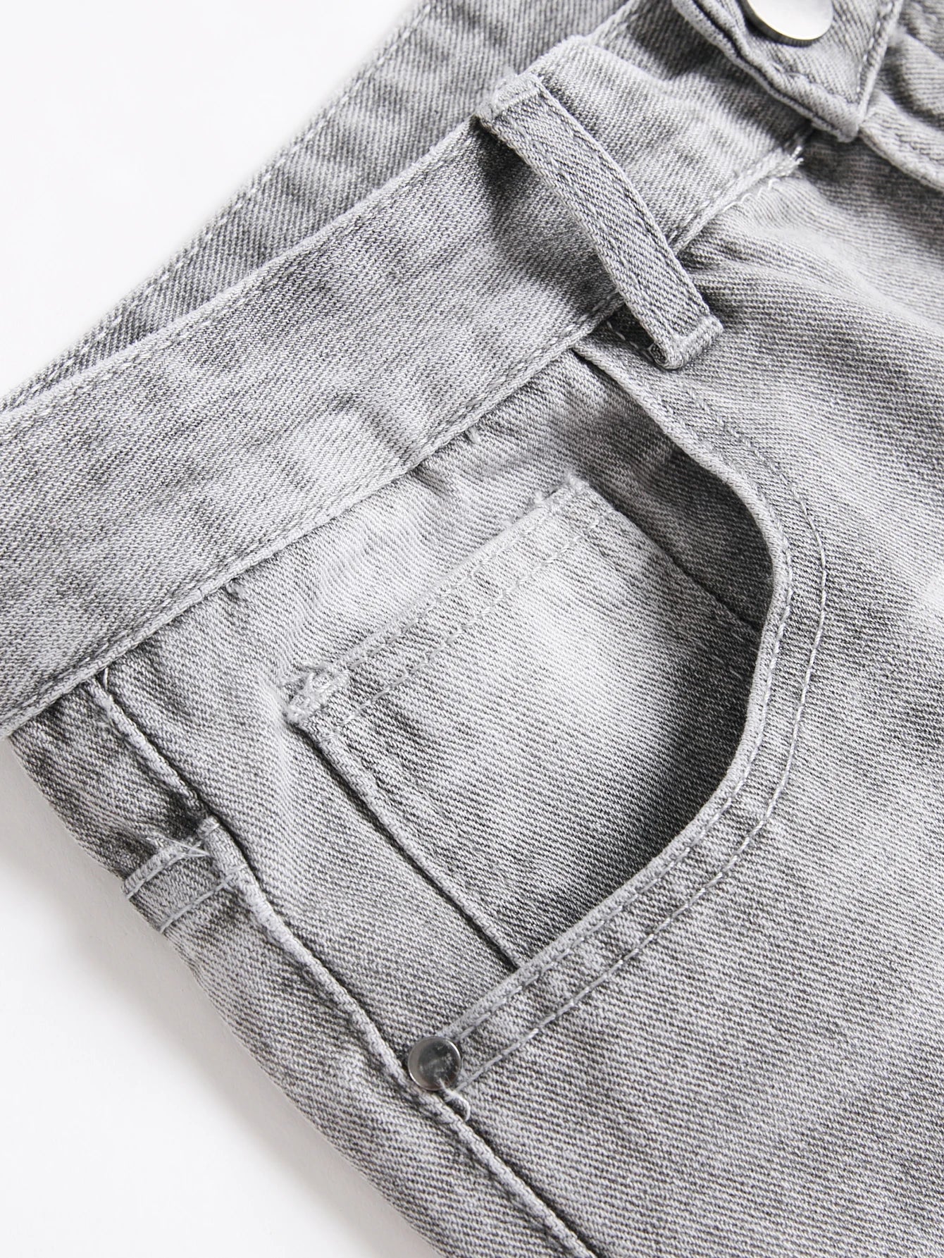 Y2K Men's Jeans - Fashionable Gray Mid-Rise Straight-Leg, Ripped Embroidered Vintage Washed Street Denim