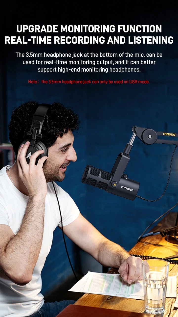 maono PD400X USB/XLR Dynamic Microphone All Metal With One-Touch Mute Headphone Jack And Volume Control For Podcasting Streaming