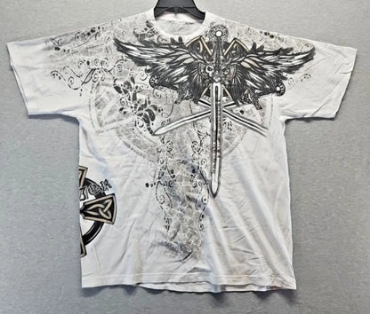European and American men's summer Gothic skull letter print soft and breathable round neck T-shirt outdoor fashionable street t