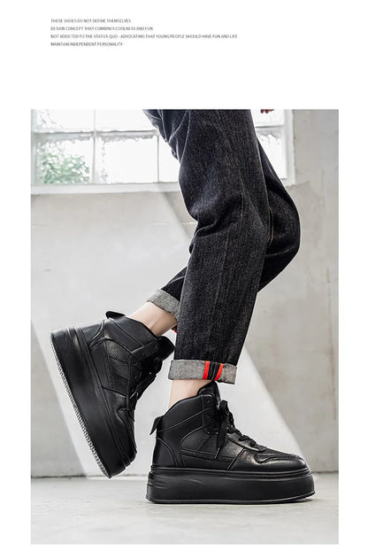 New 2025 Men's Thick Bottom Sneakers Spring Autumn Style Breathable Anti-Slip Heightening Casual Sports Platform Shoes