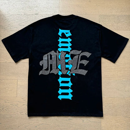 Fashion Brand MIXED EMOTION T-shirts Men Women Couple Streetwear Angel Print Summer Top Tee Round Neck Short Sleeve