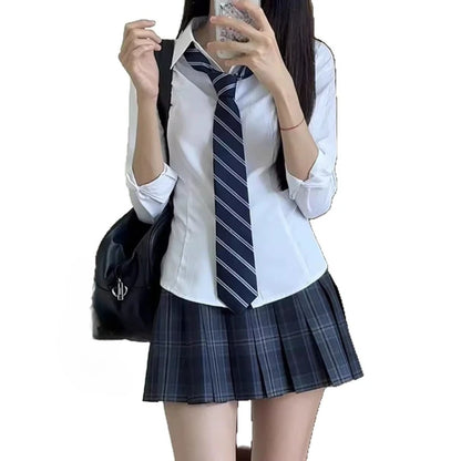 Harajuku Y2K Slim Fit White Shirt Women 2025 Waist Slimming Long Sleeve Jk Shirts Woman All Match Turn Down Collar Chic Blouse