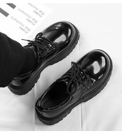 Couple's casual leather shoes Four Season thick sole anti slip comfort men's and women's workwear shoes plus size lace up shoes
