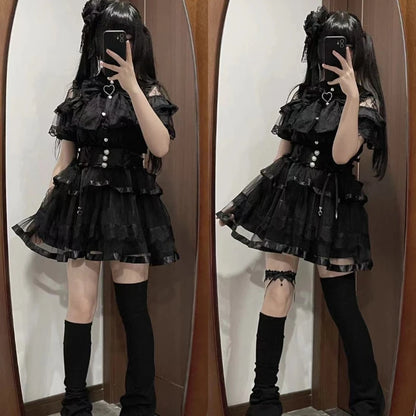 Japanese Kawaii Lolita Lace Patchwork Blouses Summer Women Harajuku Single Breasted Sweet Shirts Cute Girly JK Bow Tops Blusas