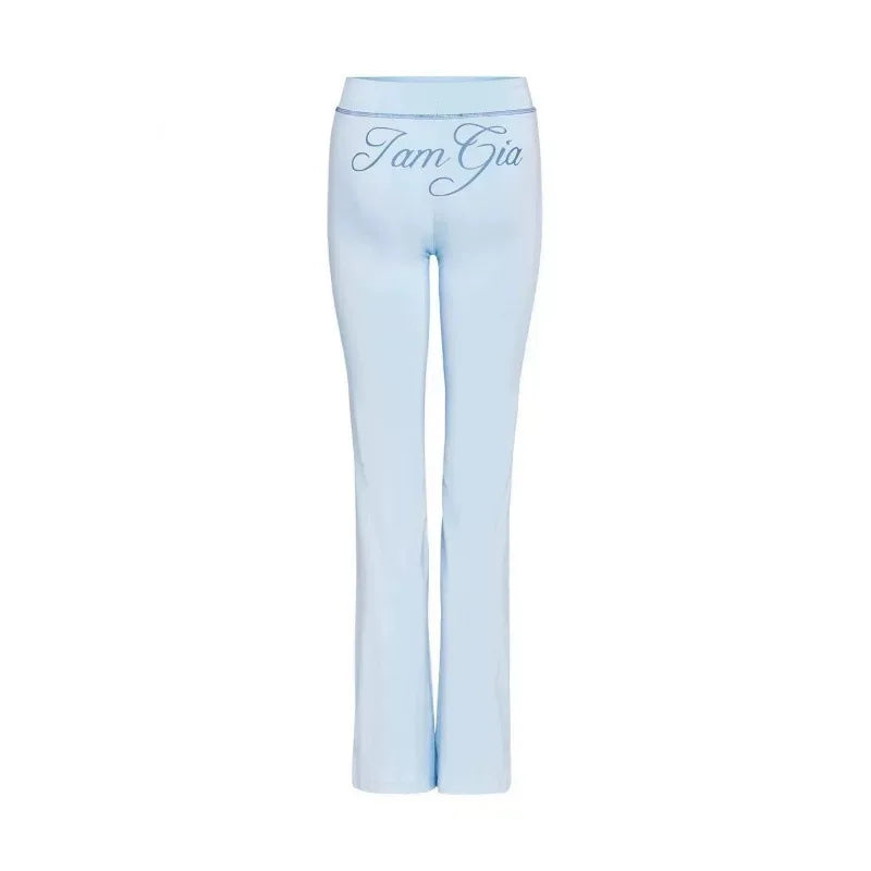 Gia zip-up cap long sleeve high spring top & low waist micro flared pants