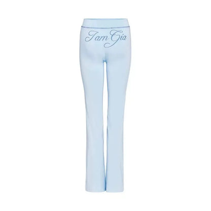 Gia zip-up cap long sleeve high spring top & low waist micro flared pants