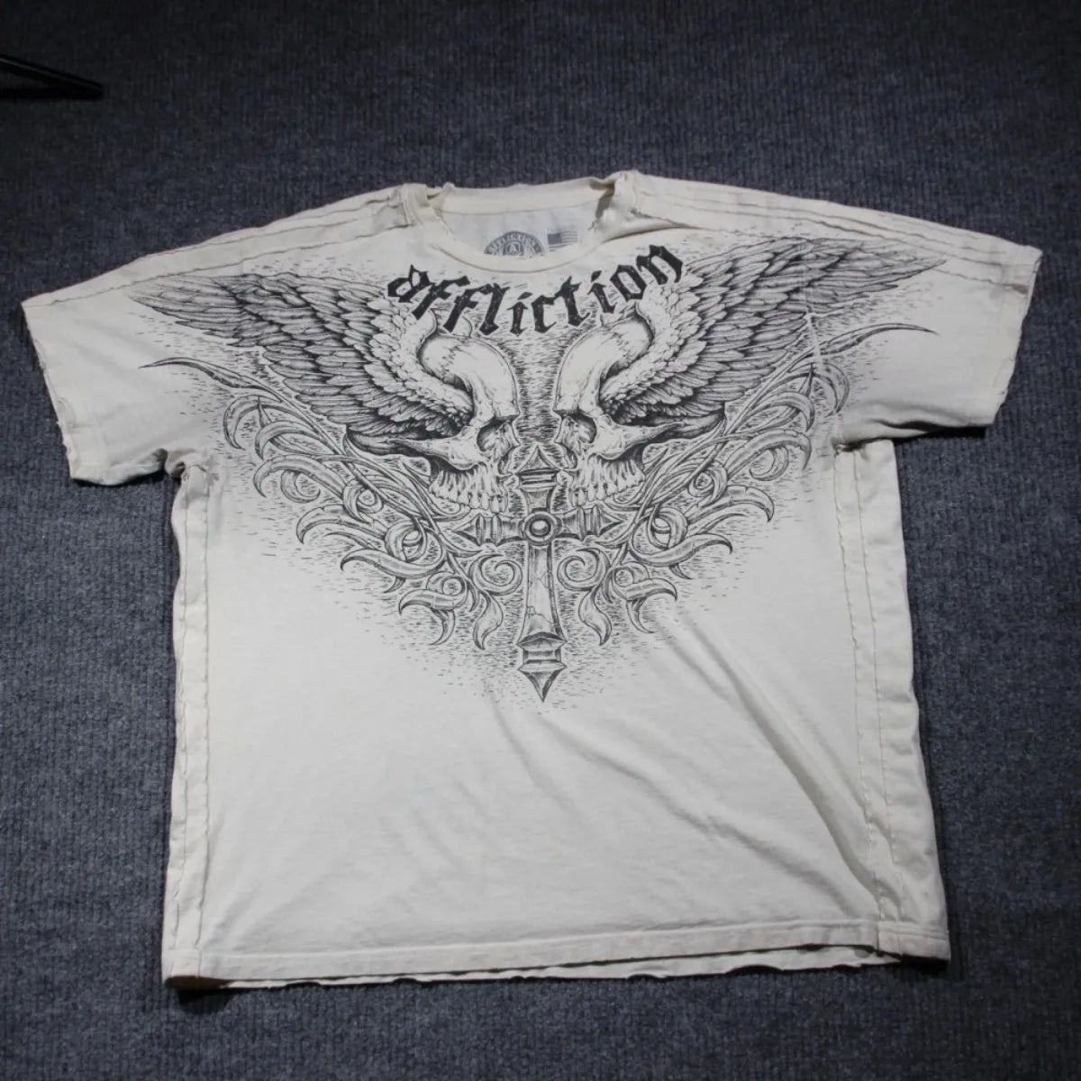 European and American men's summer Gothic skull letter print soft and breathable round neck T-shirt outdoor fashionable street t