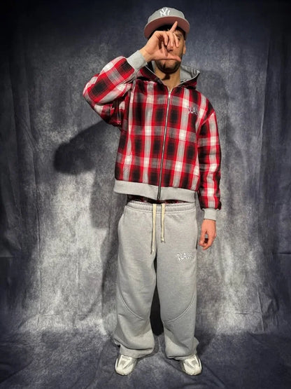 Print Wide Leg Pants Women Grey Streetwear Baggy Drawstring Sweatpants 2026