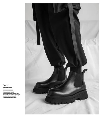 Men's Versatile Casual British Style Heightening Chelsea Boots, Paired with Trendy and Simple Ankle Boots for Outerwear.