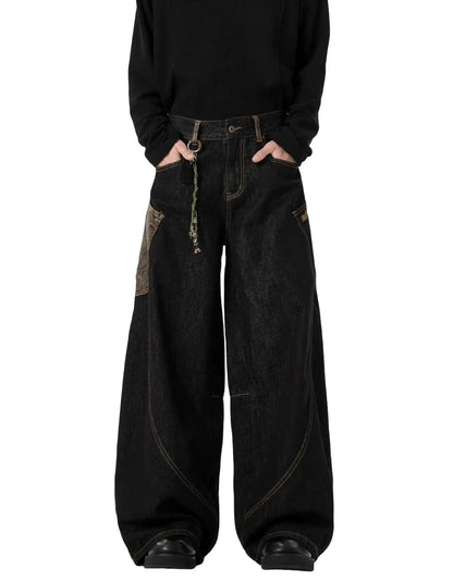 Y2k Baggy Jeans for Men Women Wide Leg Skater Grunge Pants Loose Fit Barrel Jeans Hip Hop Denim Pants Streetwear