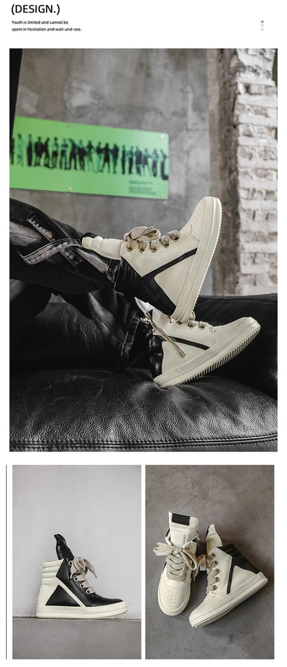 High-top Sports Shoes Lace-up Leather Ankle Boots Male Skateboard Shoes Basketball Sneakers 39-44 Men Casual Luxury Sneakers