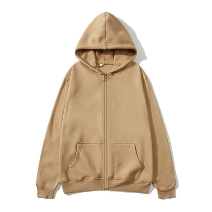 Men/Women zipper cardigan Hoodies pure color Casual Jacket Coats Fleece spring Autumn Sweatshirts Sports Streetwear men tops