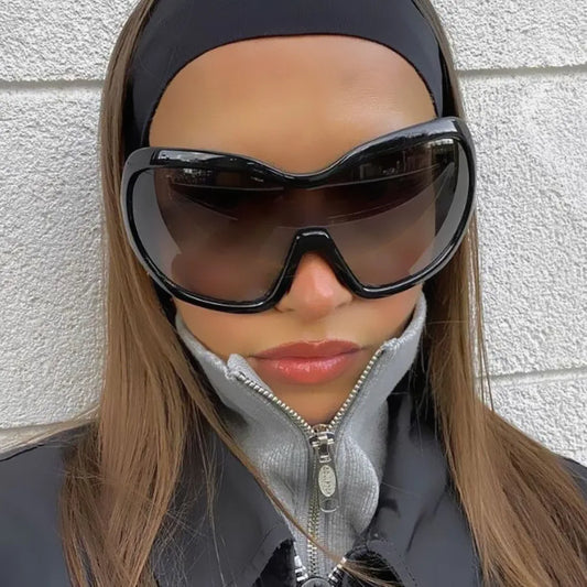 one piece oversized Y2K sunglasses for women men vintage square shield gradient hip hop sun glasses female sexy driving shades