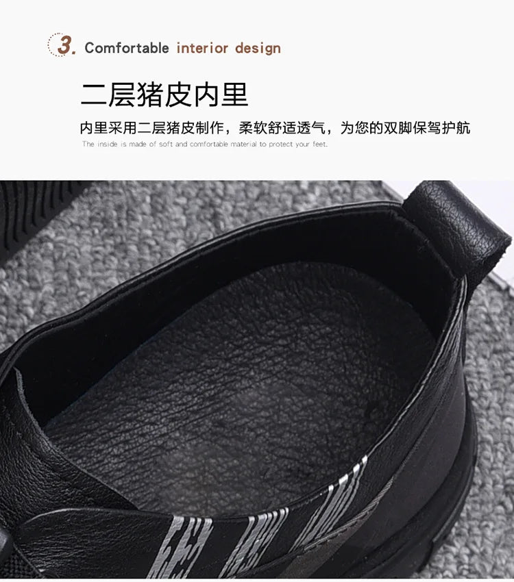 Men's High Quality Genuine Leather Loafers Handmade Men Shoes Moccasins Walking Men Flats Casual Male Work Shoes Homme Zapatos