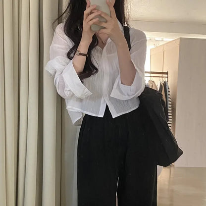 Trendy Shirt Blouse Simple Thin Pure Color Anti-UV Shirt Anti-fade Shirt Top Women Solid Color Sun Protection Shirt Streetwear