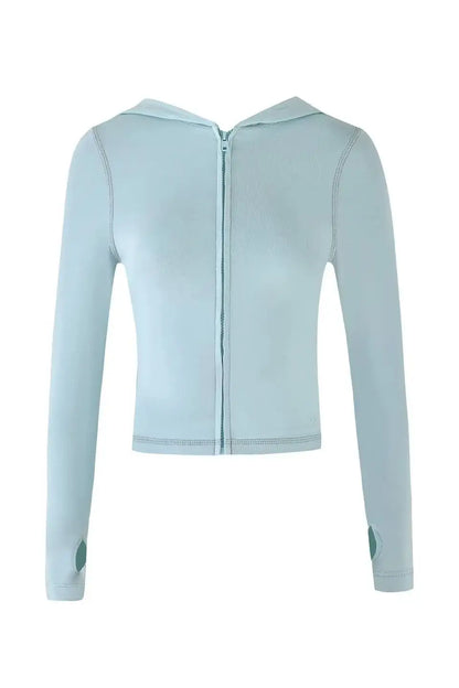 Gia zip-up cap long sleeve high spring top & low waist micro flared pants