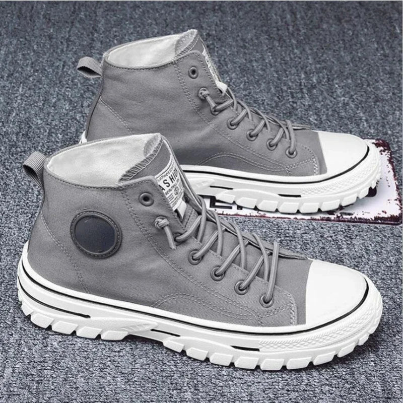Shoes for Men 2025 New Men's Canvas Shoes High Top Casual Sneakers British Style Skateboarding Vulcanized Shoes Comfort Sneakers