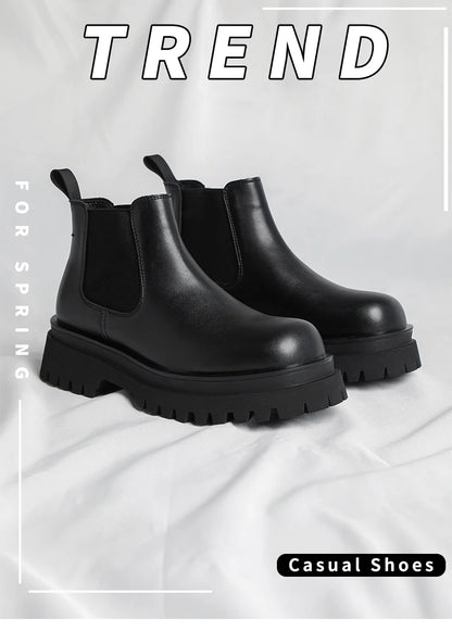 Men's Versatile Casual British Style Heightening Chelsea Boots, Paired with Trendy and Simple Ankle Boots for Outerwear.
