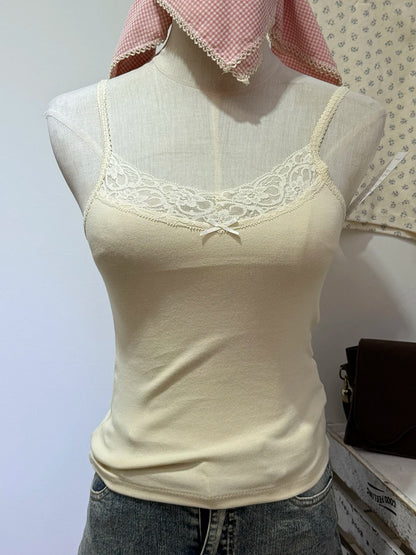 Lace Trim Strapless Tops Women Cotton Soft Slim  White Sexy Sleeveless Camisole Sweet Cute Chic Tank Tops Y2K